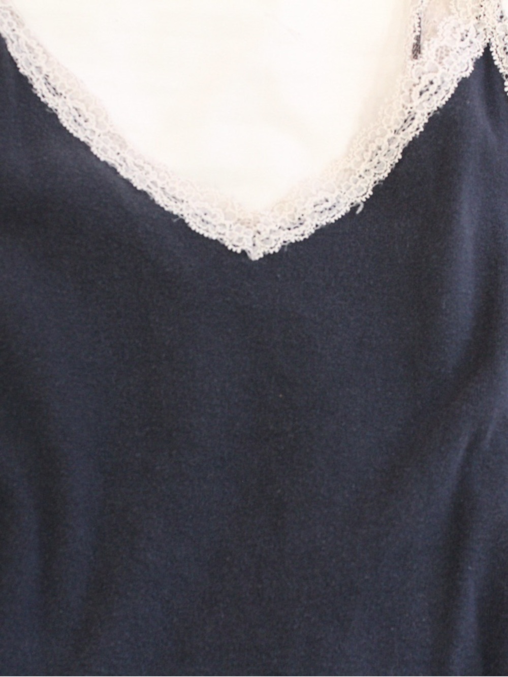 Brandy Melville Navy Tank Top with Ivory Lace Trim